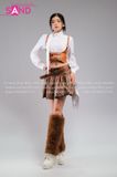 Outfit Phối Sẵn - (Váy Da Nâu phối Sơmi Trắng)
