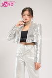 Outfit Phối Sẵn - (Quần Suông Bạc phối Áo Vest Kim Sa Bạc)