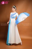 TMM0803 Váy Múa Hiện Đại Hoạ Tiết Trắng Xanh