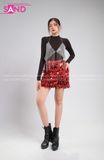 Outfit Phối Sẵn - (Váy Kim Sa Đỏ phối Bra Đính Đá)