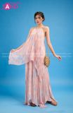 VBM0502 Váy Maxi Loang Màu Cổ Yếm Xếp Ly 2 Tầng Loang