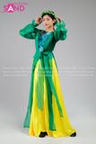 TYD0908 Set Tứ Thân Yếm Voan Xanh Phối TTK0902 Khoác Tơ Sống Xanh Lá Quần Váy Vàng (kèm vấn)