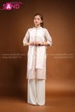 TAC0008 Áo Dài 4 Tà Thiết Kế Trắng Hoa Nhí