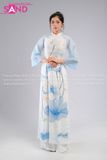 TAC0017 Áo Dài Trắng Sen Xanh Tay Voan Cánh Tiên - Nữ