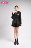 Outfit Phối Sẵn - (Váy Xếp Li Đen Phối Vest Đen Học Sinh)
