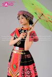 NHM0114 Trang Phục Dân Tộc H'Mông Nữ Liền - Đỏ Đen