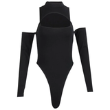 Bodysuit Dài Tay Khoét Vai Ôm Body Đen
