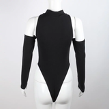 Bodysuit Dài Tay Khoét Vai Ôm Body Đen