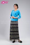 TNY0802 Trang Phục Myanmar Ren Xanh Đen - Nữ