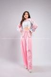 Outfit Phối Sẵn - (Quần Ống Loe Hồng phối Cutout Hồng Ánh Kim)