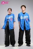 Outfit Phối Sẵn - (Quần Nắp Ngang Đen phối Áo Bóng Chày Xanh)
