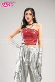Outfit Phối Sẵn - (Quần Nắp Ngang Bạc phối Áo Quây Đỏ)
