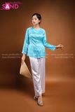 TBG0802 Áo Bà Ba Nữ - Gấm Xanh Da Trời Nhạt