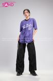Outfit Phối Sẵn - (Quần Nắp Ngang Đen phối Bóng Chày Sọc Tím)