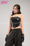 Outfit Phối Sẵn - (Quần Nắp Ngang Đen phối Áo Quây Da Bóng Đen)