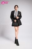 Outfit Phối Sẵn - (Váy Xếp Li Đen Phối Vest Đen Học Sinh)