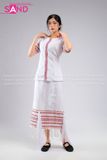 TNY0002 Trang Phục Hoá Trang Myanmar Trắng Hoạ Tiết - Nữ