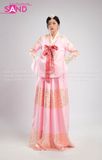 TNH0503 Hanbok Áo Hồng Váy Hồng Gấm In Nhũ