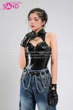 Outfit Phối Sẵn - (Quần Jean phối Bodysuit Da Bóng)