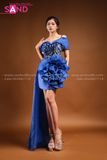 VDN0801 Váy Dạ Hội Ngắn Đính Đá Xanh