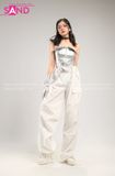 Outfit Phối Sẵn - (Quần Nắp Ngang Trắng phối Áo Ống Bạc)
