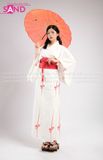 TNN0002 Set Kimono Trắng Hoạ Tiết Đỏ