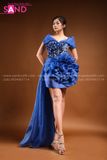 VDN0801 Váy Dạ Hội Ngắn Đính Đá Xanh