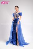 VDD0801 Váy Dạ Hội Xanh Dài Đính Đá