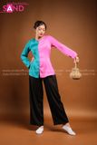 TBD1205 Áo Bà Ba Lụa Hồng Xanh Nữ