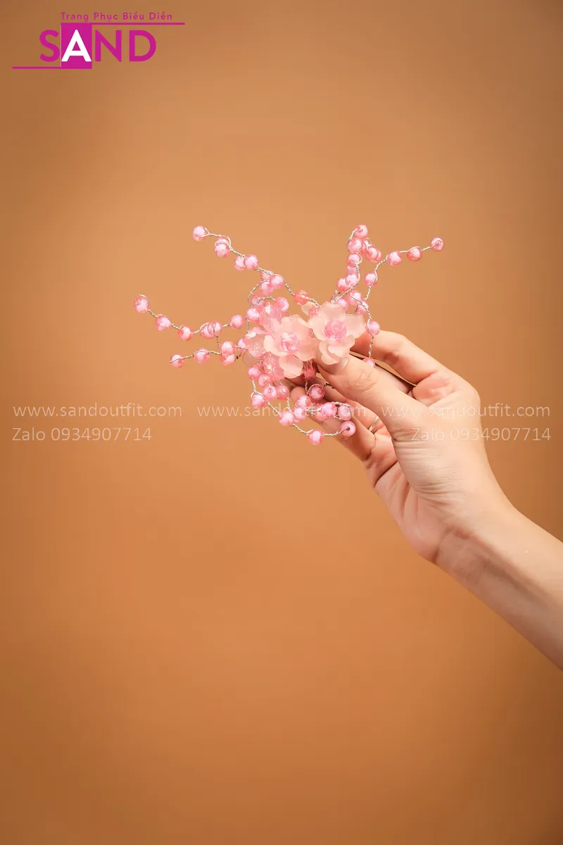 DPT0501 Cài Tóc Hoa Đá Hồng