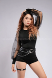 Outfit Phối Sẵn - (Quần Cạp Cao phối Bodysuit Đen Tay Phồng)