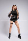 Outfit Phối Sẵn - (Quần Cạp Cao phối Bodysuit Đen Tay Phồng)