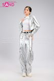 Outfit Phối Sẵn - (Áo Khoác Crop Bạc Form Cứng phối Quần Suông Túi Hộp Bạc Form Cứng)