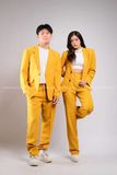 Outfit Phối Sẵn - (Set Vest Quần Ống Suông Vàng Nữ)