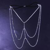 Chain chocker đùi 2 dây đính đá bạc ánh kim lấp lánh