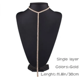 Chain dây vòng cổ vàng đính đá đơn - ánh Vàng