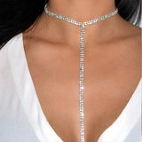 Chain dây vòng cổ vàng đính đá đơn - ánh Vàng