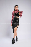 Outfit Phối Sẵn - (Chân Váy Choker Đùi phối Áo Quây Da Bóng)