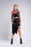 Outfit Phối Sẵn - (Chân Váy Choker Đùi phối Áo Quây Da Bóng)