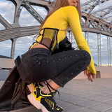 Corset lưới phối xích - Đen
