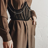 Corset lưới phối xích - Đen