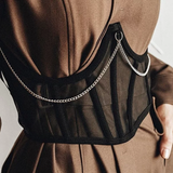 Corset lưới phối xích - Đen