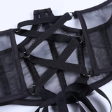 Corset lưới phối xích - Đen