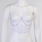 Corset lưới phối xích - Trắng