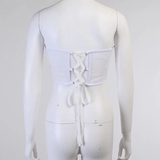 Corset lưới phối xích - Trắng