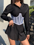 Corset lưới phối xích - Trắng