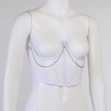 Corset lưới phối xích - Trắng