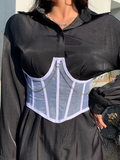 Corset lưới phối xích - Trắng