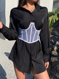 Corset lưới phối xích - Trắng