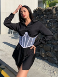 Corset lưới phối xích - Trắng